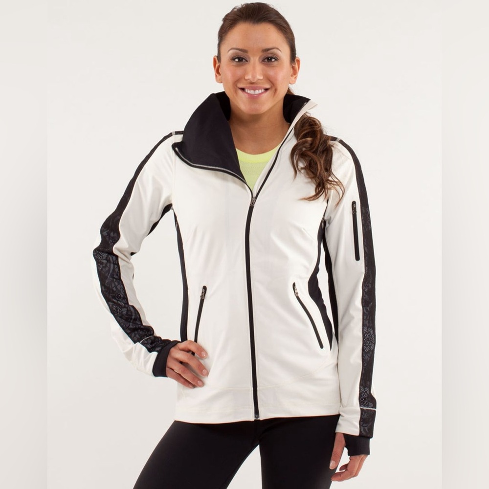 Lululemon draft dodger jacket polar cream with lace trim size 2